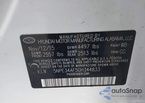 2016 Hyundai Sonata Sport from USA, damaged, VIN 5NPE34AF5GH344833
